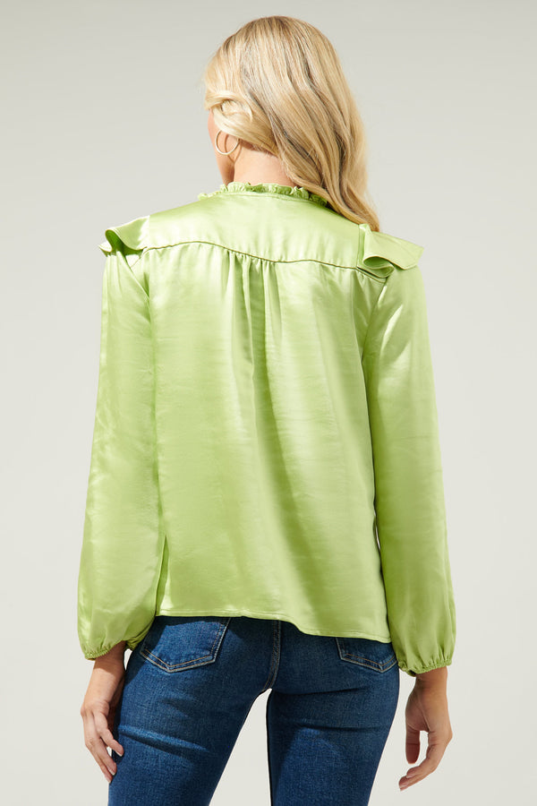 Sugarlips Love Story Ruffle Satin Blouse