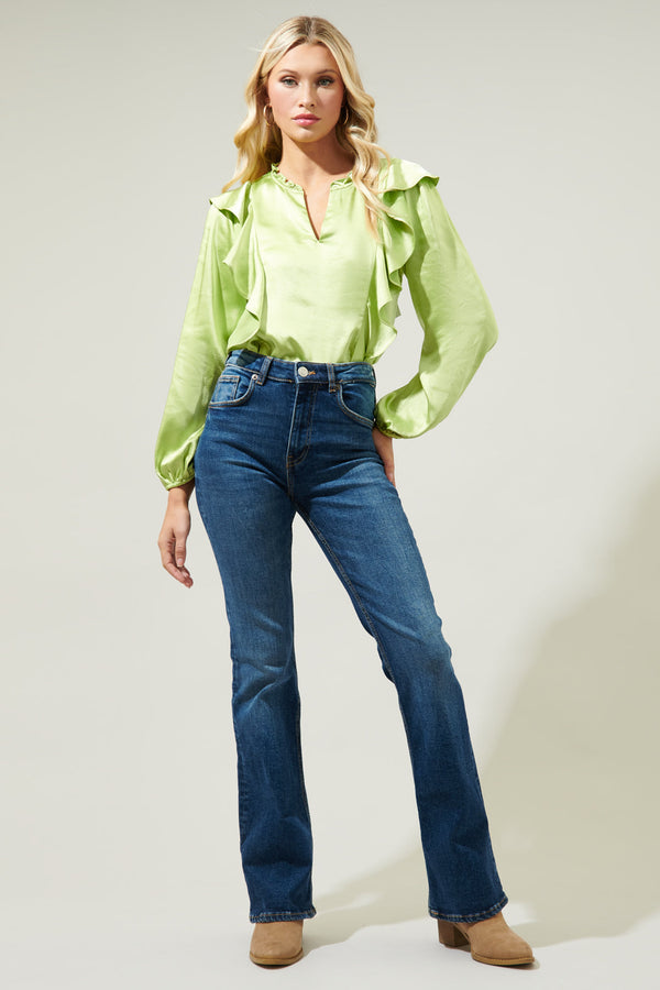 Sugarlips Love Story Ruffle Satin Blouse