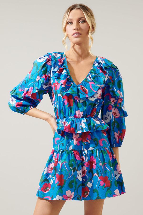 Sugarlips Lucera Ruffle V Neck Kitt Mini Dress