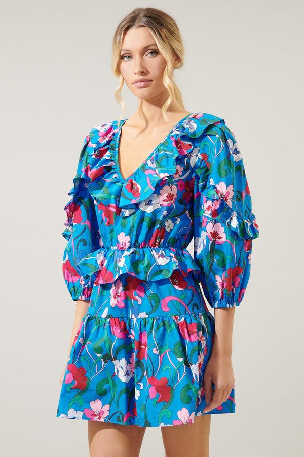 Sugarlips Lucera Ruffle V Neck Kitt Mini Dress
