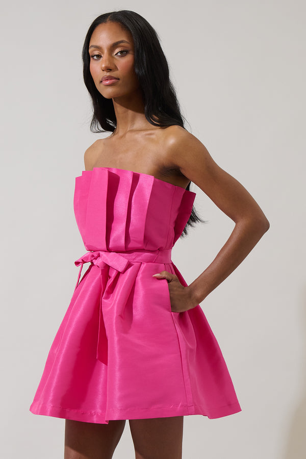 Sugarlips Lucida Strapless Pleated Mini Dress