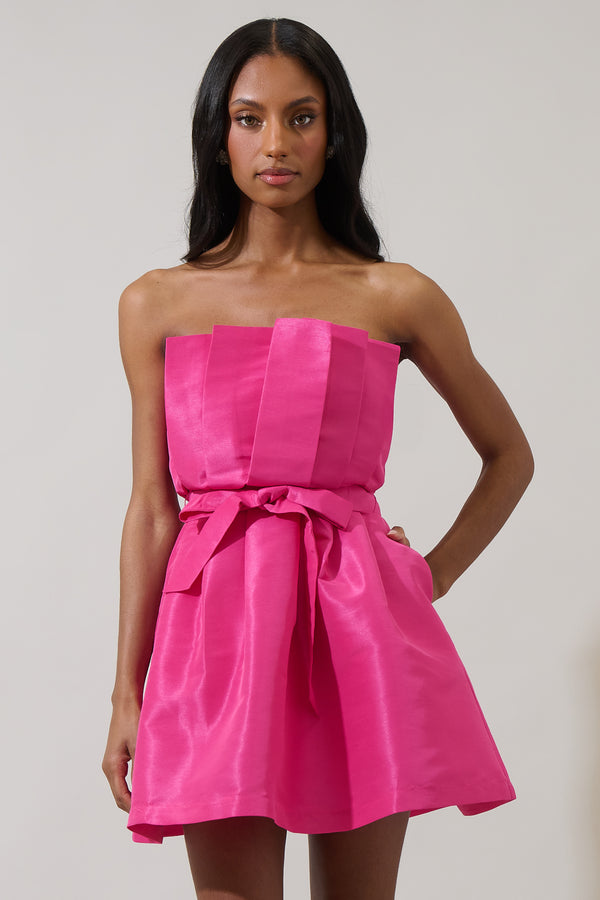 sugarlips Lucida Strapless Pleated Mini Dress