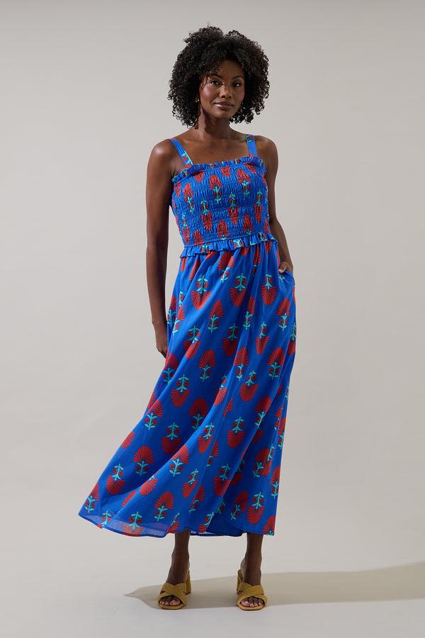 sugarlips Lucinda Floral Riela Smocked Midi Dress