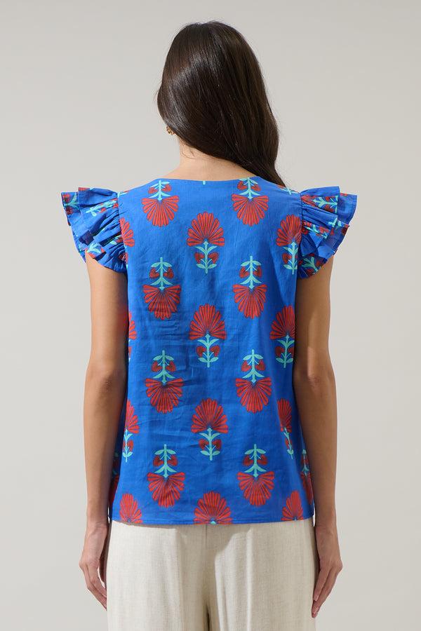 Sugarlips Lucinda Floral Seni Ruffle Top
