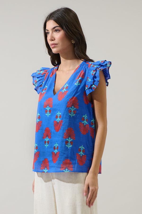 Sugarlips Lucinda Floral Seni Ruffle Top