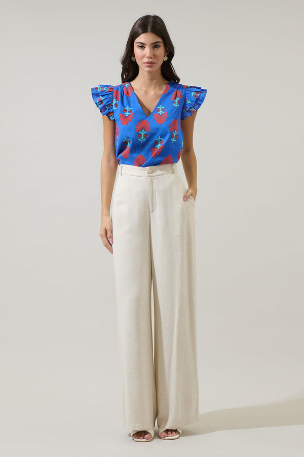 Sugarlips Lucinda Floral Seni Ruffle Top