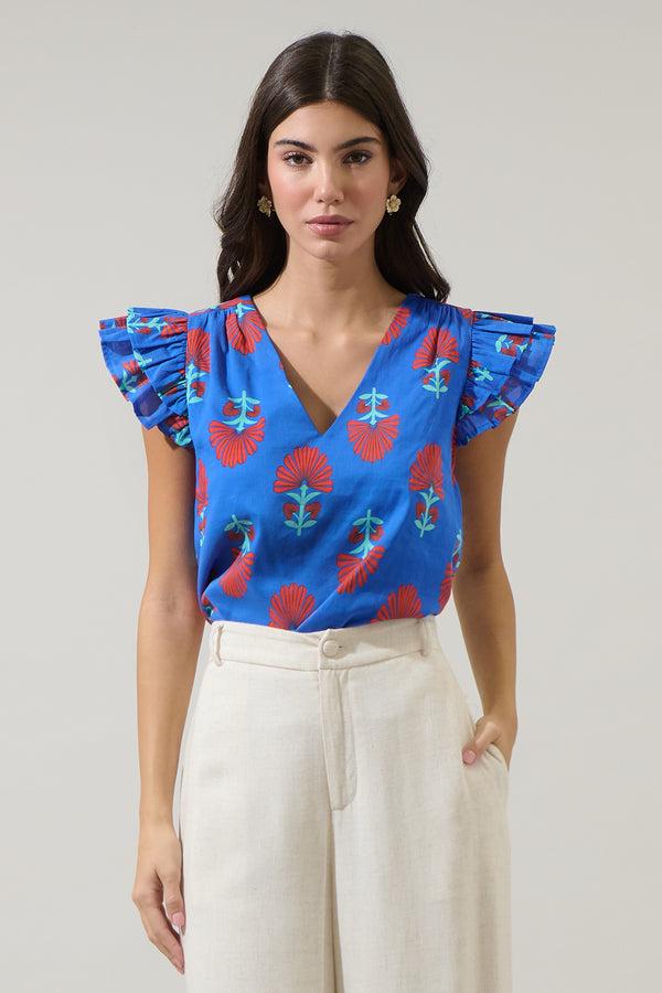 sugarlips Lucinda Floral Seni Ruffle Top