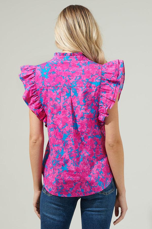 Sugarlips Lucy Floral Sleeveless Ruffle Top