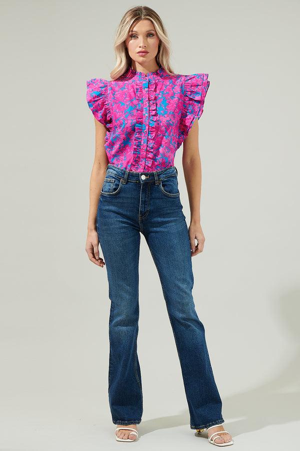 Sugarlips Lucy Floral Sleeveless Ruffle Top