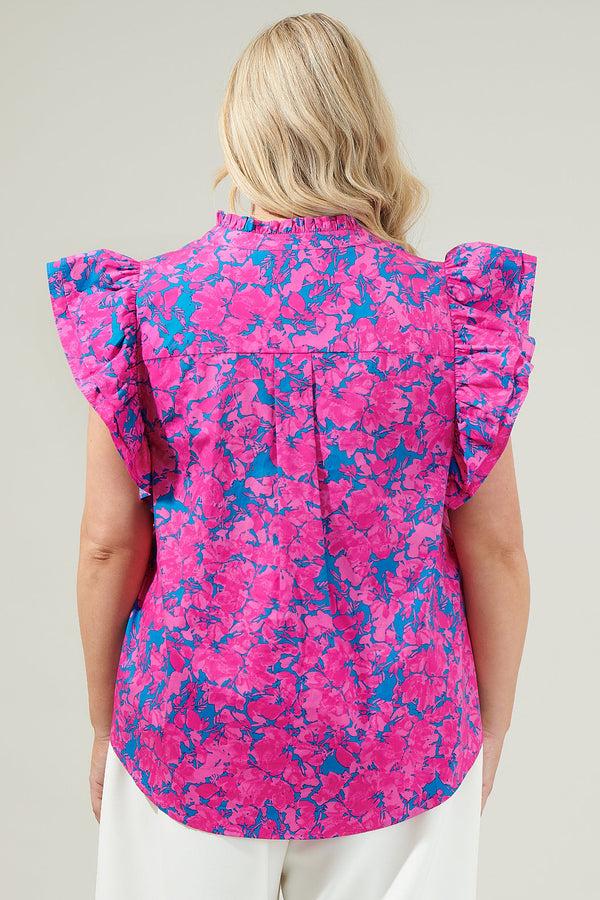Sugarlips Lucy Floral Sleeveless Ruffle Top Curve