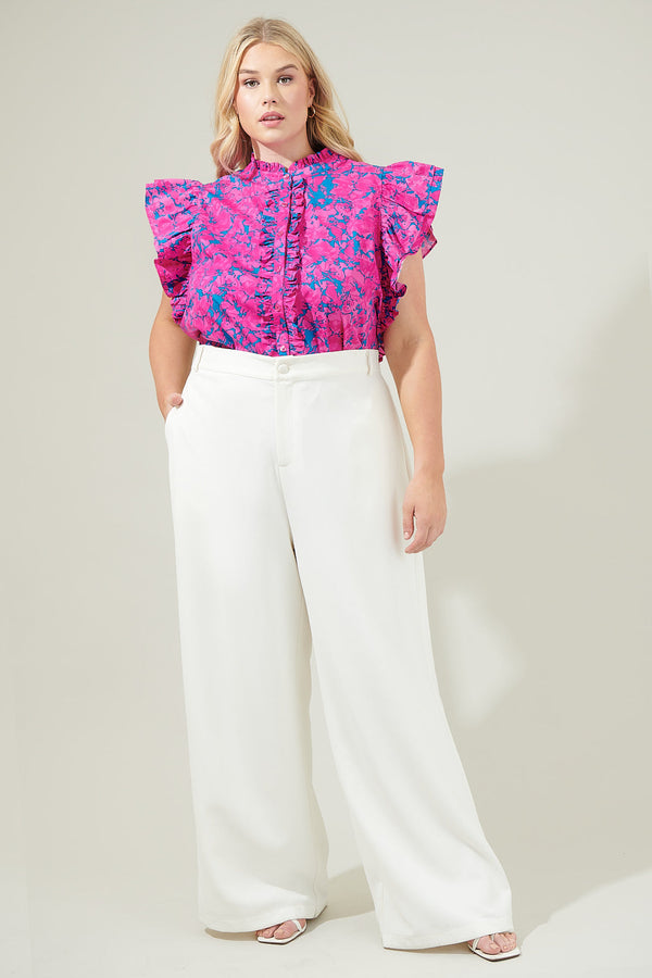 Sugarlips Lucy Floral Sleeveless Ruffle Top Curve