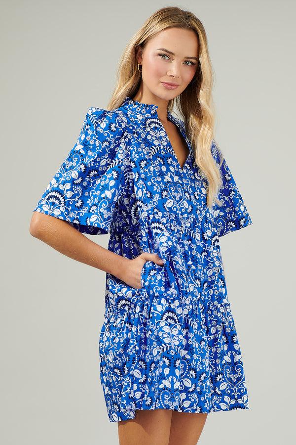 Sugarlips Lulu Floral Dixie Split Neck Shift Dress