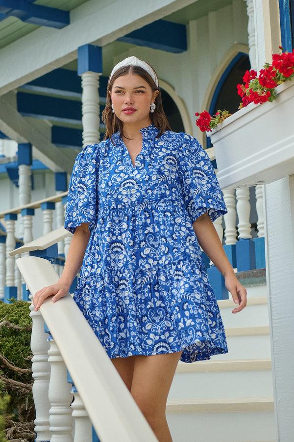 sugarlips Lulu Floral Dixie Split Neck Shift Dress