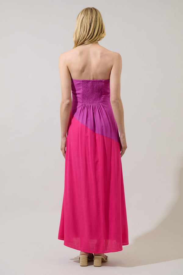 Sugarlips Lunetta Strapless Color Block Maxi Dress