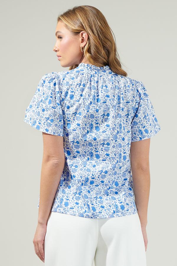 Sugarlips Luray Floral Lily Floral Ruffle Blouse