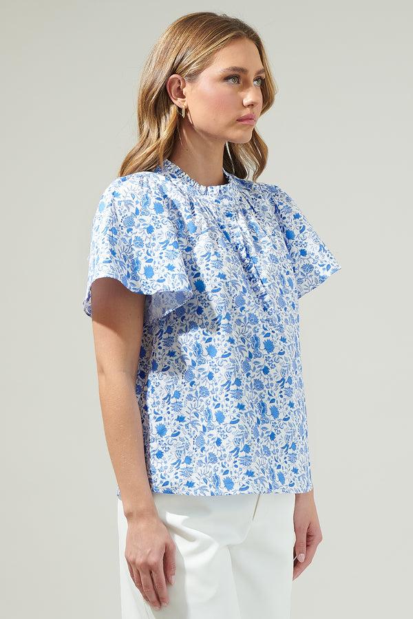 Sugarlips Luray Floral Lily Floral Ruffle Blouse