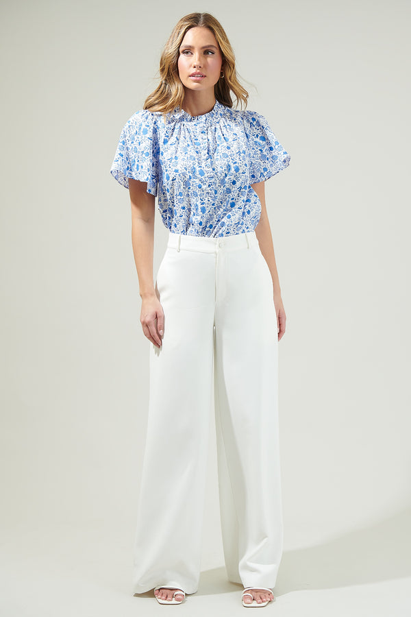 Sugarlips Luray Floral Lily Floral Ruffle Blouse