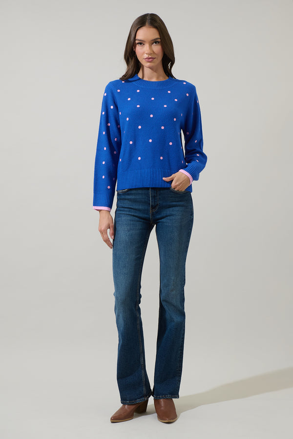Sugarlips Luxie Polka Dot Contrast Sweater