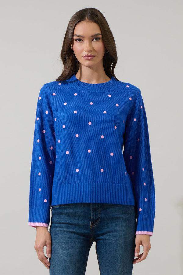 sugarlips Luxie Polka Dot Contrast Sweater