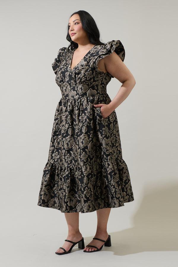Sugarlips Lyla Jacquard Zayla Midi Dress Curve