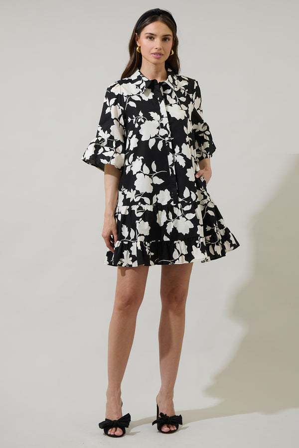 Sugarlips Mableton Floral Dine Poplin Mini Dress