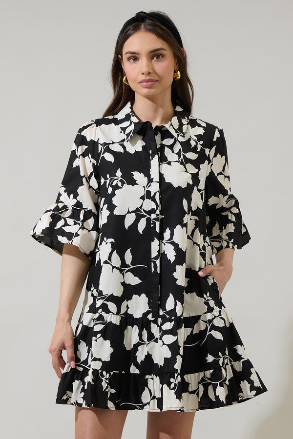 sugarlips Mableton Floral Dine Poplin Mini Dress