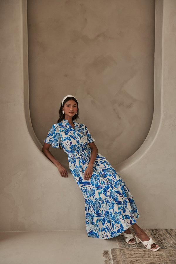 sugarlips Maci Floral Alna Button Up Midi Dress