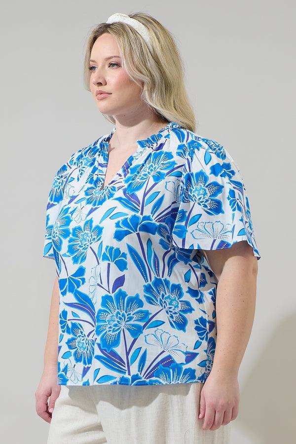 Sugarlips Maci Floral Eve Poplin Top Curve
