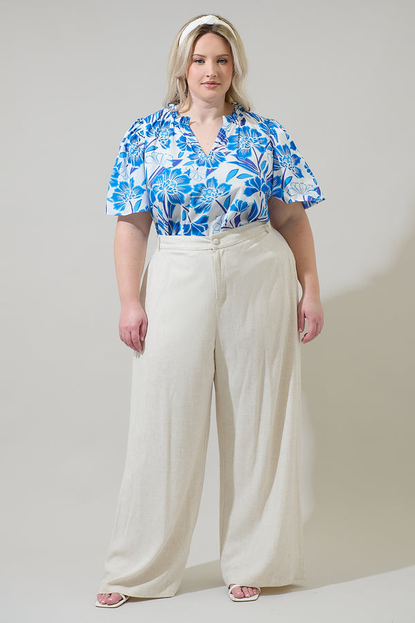 Sugarlips Maci Floral Eve Poplin Top Curve