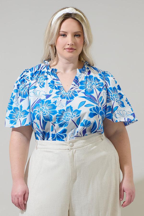 sugarlips Maci Floral Eve Poplin Top Curve