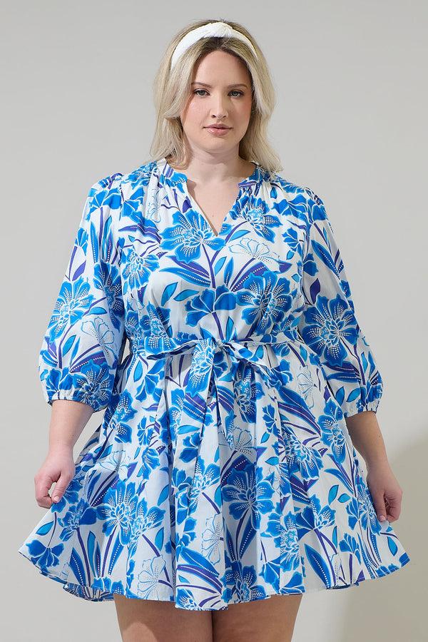 sugarlips Maci Floral Lody Flare Mini Dress Curve