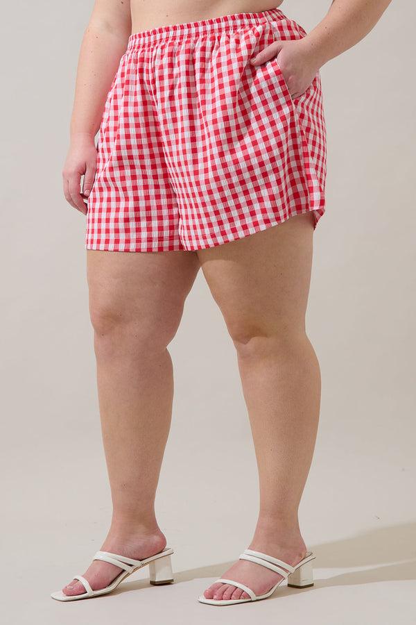 Sugarlips Macon High Waisted Shorts Gingham Curve
