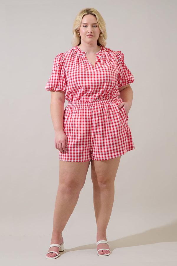 Sugarlips Macon High Waisted Shorts Gingham Curve