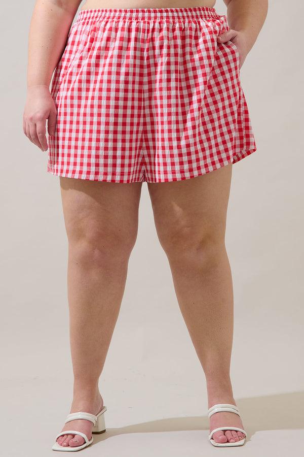 sugarlips Macon High Waisted Shorts Gingham Curve