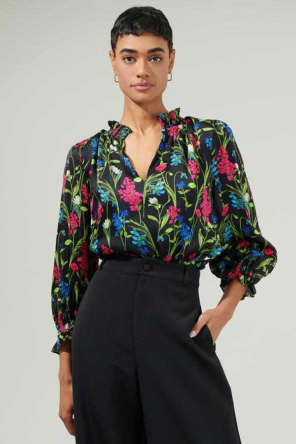 sugarlips Madeline Groover Split Neck Blouse