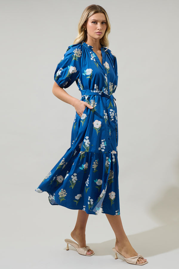 Sugarlips Madison Floral Wynette Tiered Midi Dress