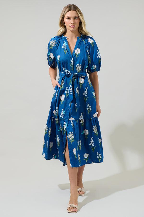 sugarlips Madison Floral Wynette Tiered Midi Dress