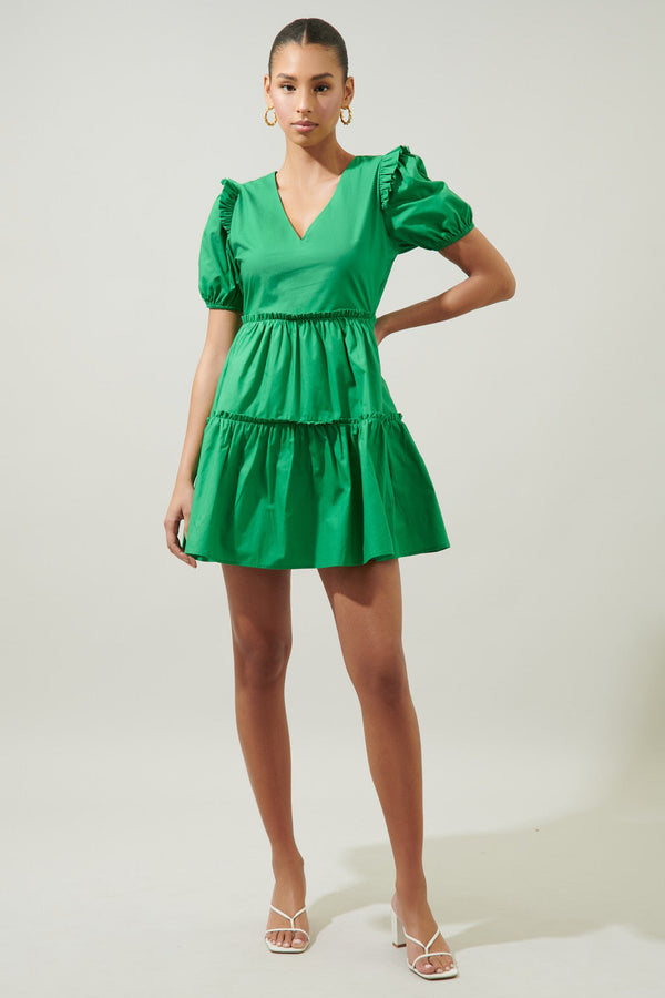 Sugarlips Madrigal Poplin Tiered Mini Dress