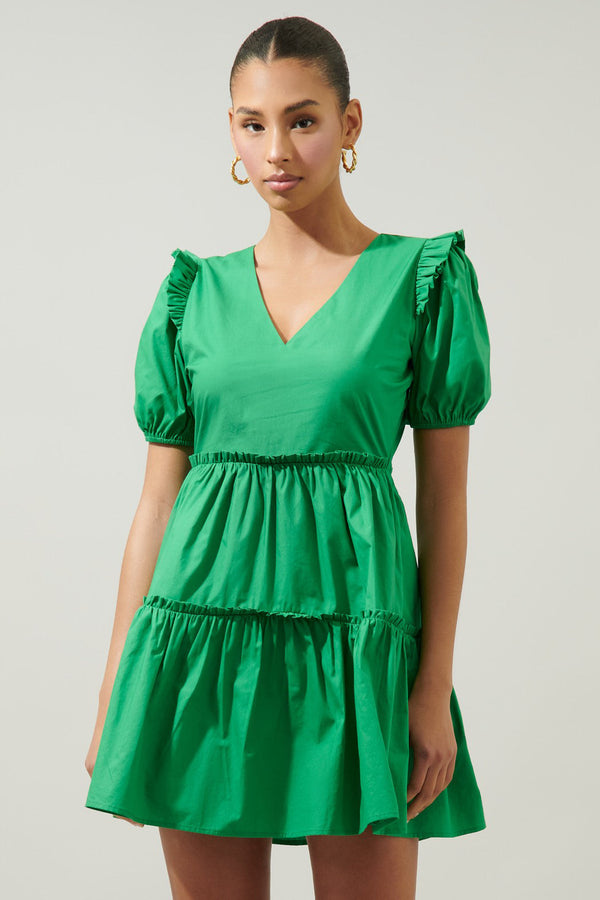 sugarlips Madrigal Poplin Tiered Mini Dress