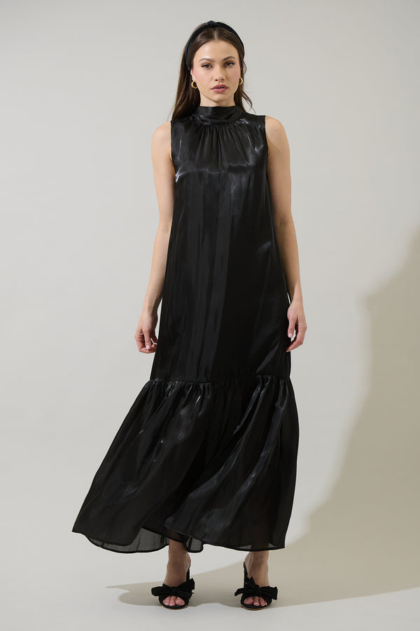 sugarlips Maeva Organza Mockneck Maxi Dress