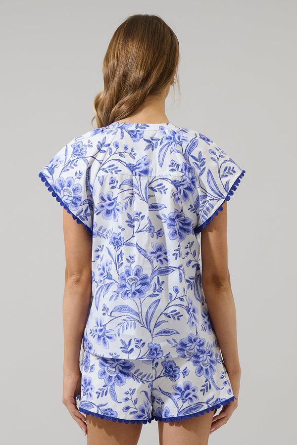 Sugarlips Maeve Floral Ayla Split Neck Top
