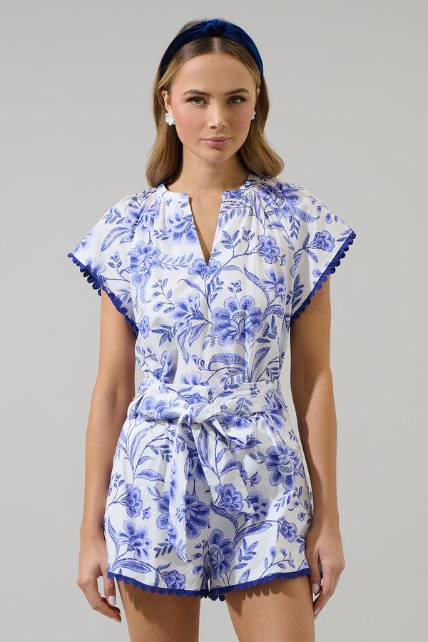 sugarlips Maeve Floral Ayla Split Neck Top
