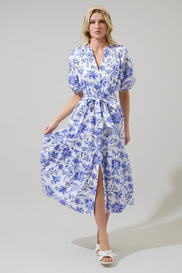 Sugarlips Maeve Floral Wynette Tiered Midi Dress