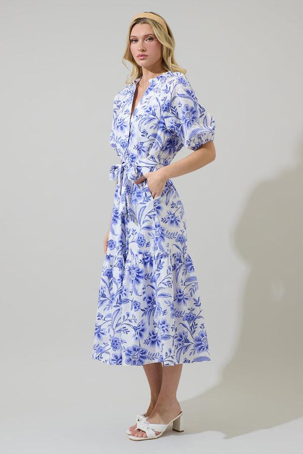 Sugarlips Maeve Floral Wynette Tiered Midi Dress