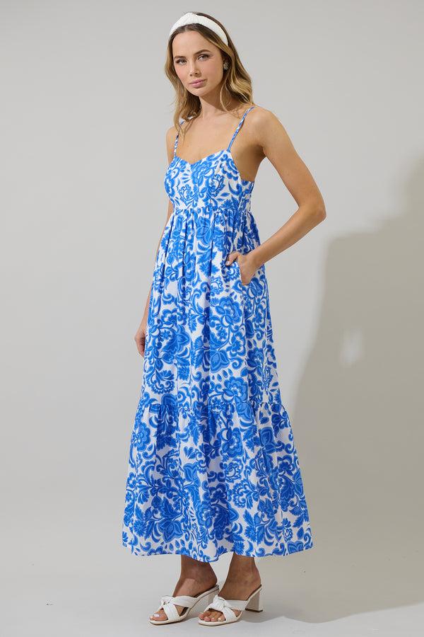 Sugarlips Magee Floral Cabana Flowy Maxi Dress