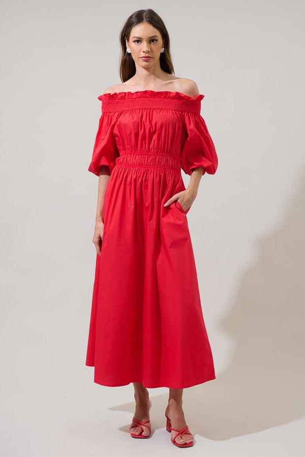 sugarlips Magna Town Off the Shoulder Midi Dress