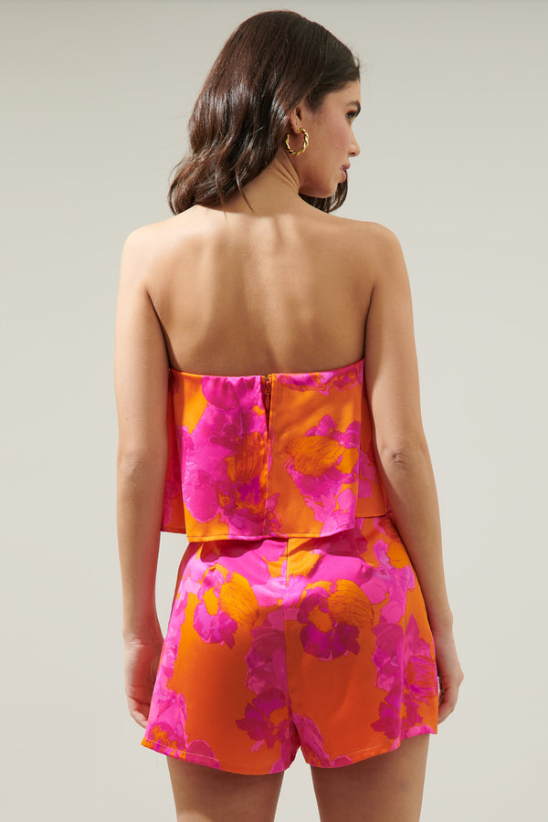 Sugarlips Mai Tai Floral Strapless Romper