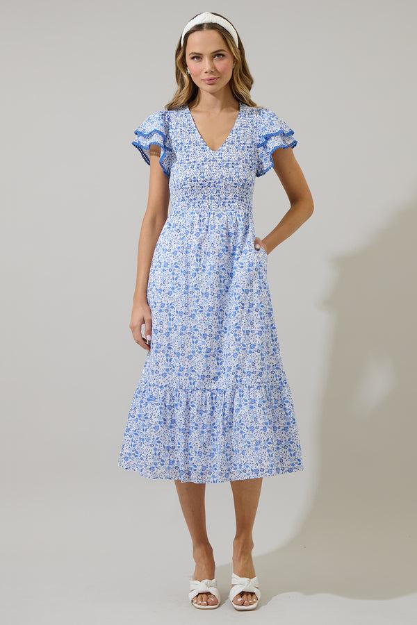 Sugarlips Maisie Floral Patte Tiered Midi Dress
