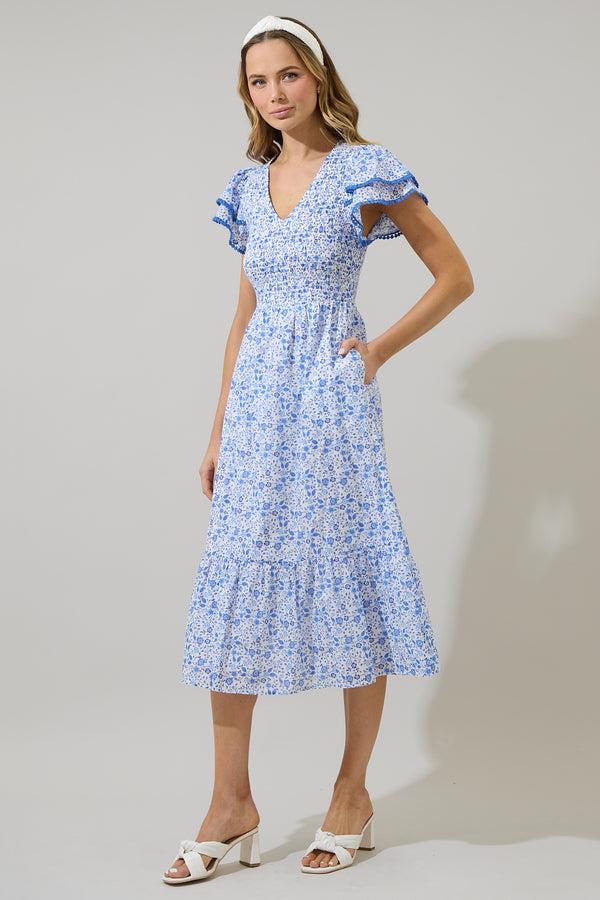 Sugarlips Maisie Floral Patte Tiered Midi Dress