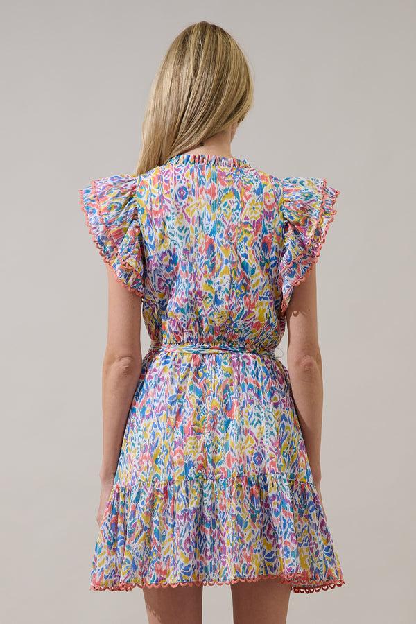 Sugarlips Malva Abstract Eriny Ruffle Mini Dress